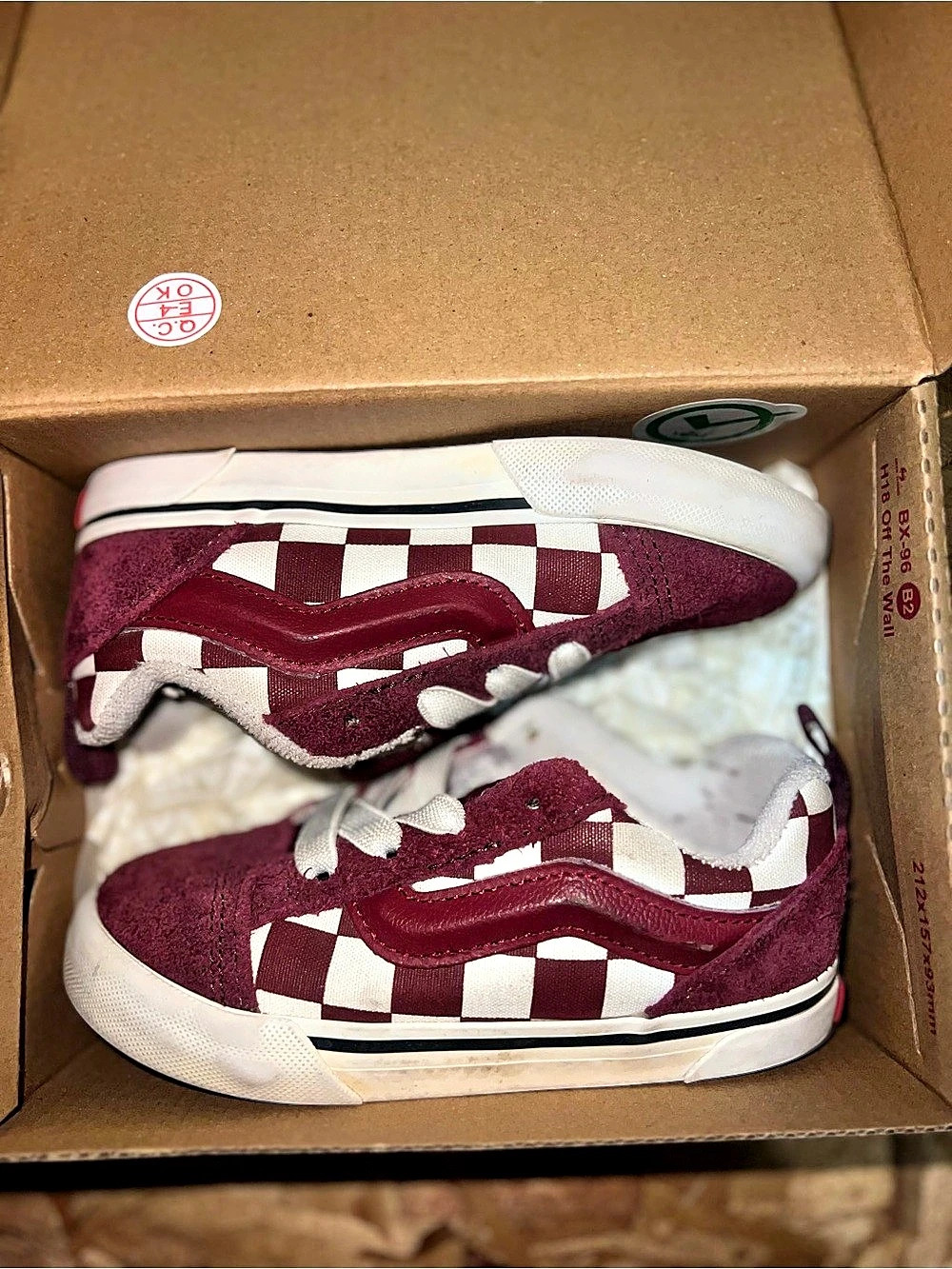 Vans Old Skool Checkerboard Sneakers Burgundy & White US 10C